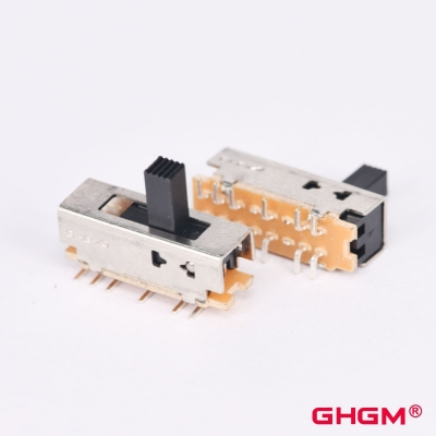 GH25D01 Công tắc trượt Double Pole Double Throw (DPDT), 5 vị trí, công tắc trượt SMD / DIP, 180 ° hướng xử lý